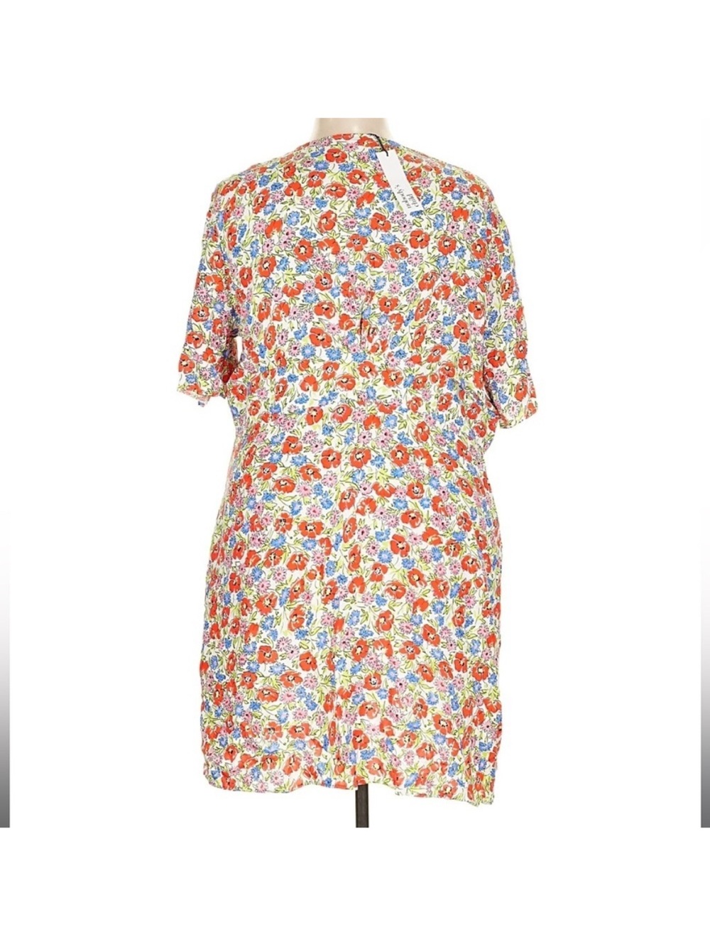 Nobody’s Child Alexa Floral Mini Dress Button Front Red Blue Size 20 - Picture 4 of 8